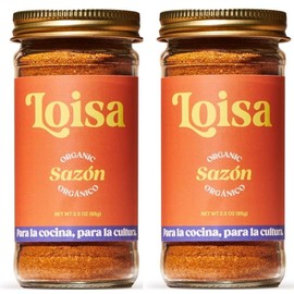 Loisa Seasoning, USDA Organic, Non-GMO, No-MSG, No Preservatives, No Artificial Coloring, No Artificial Flavors, Two 1.8oz Jars (Sazón Two Pack)