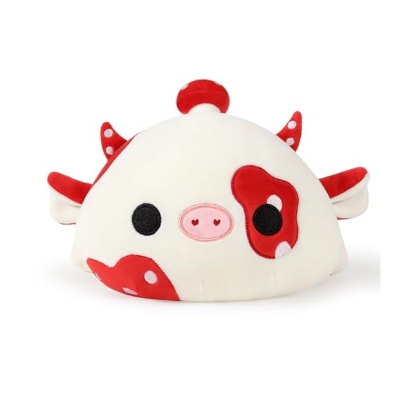 Onsoyours Cute Cow Plushie, Soft Stuffed Mushroom Love Cow Squishy