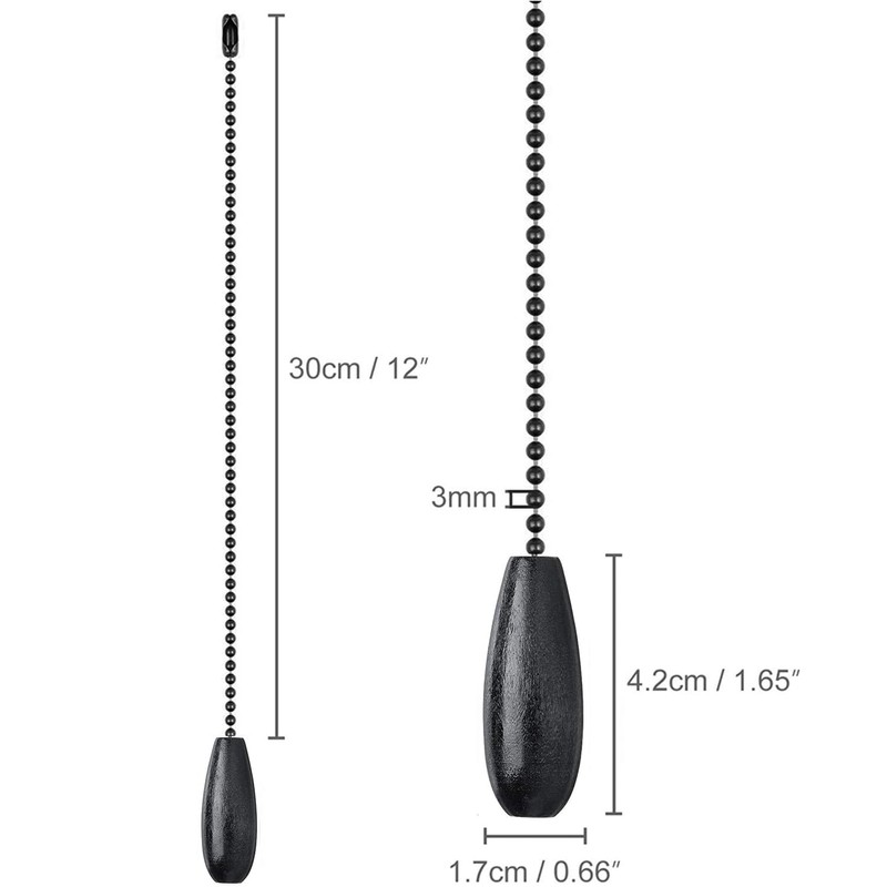 Dotlite 2Pack Black Wooden Ceiling Fan Pull Chain Extender, 12in