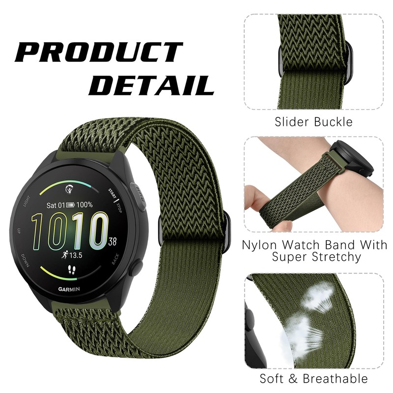 Farluya 2 Pack Stretchy Nylon Watch Bands Compatible with Garmin