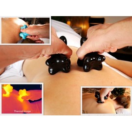 Divine (Basalt Black)(Set of 2) Synergy Stones - Pro Hot Stone Massage Tools - Blend Heat, Relaxing and Therapeutic Massage for Deep Muscle Tension Relief - Free YouTube Training Videos