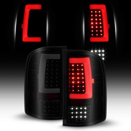AKKON - Fit 07-13 14 Silverado 1500 2500HD 3500 HD Sierra 3500HD LED [C-Tube Bar] Sequential Signal Black Smoked Tail Brake Light