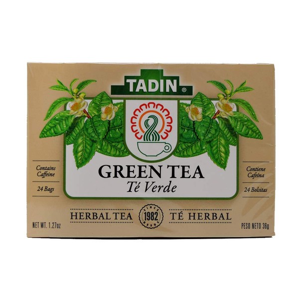 Tadin Green Tea 24 Bags with Caffeine - Te Verde Made in the USA