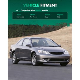 SCITOO Spoiler Wing Fit for Honda Civic Coupe 2001-2005 Matt Black Rear Trunk Lid Spoiler Wing W/LED Light