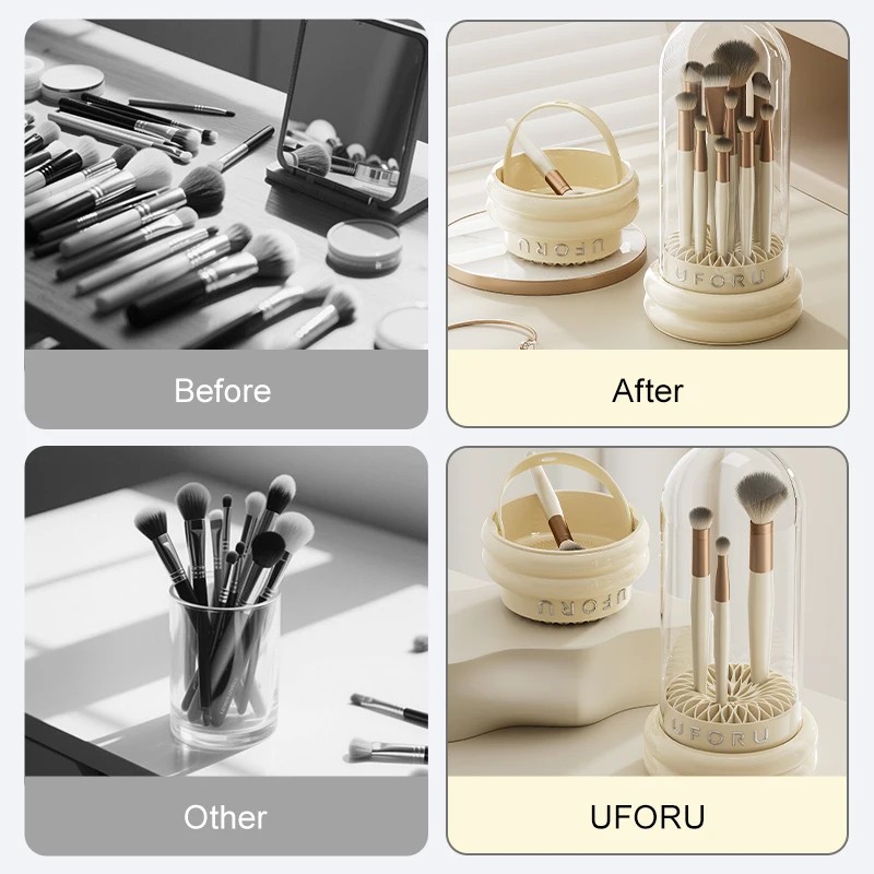 UFORU US Stock Clear Large Capacity Makeup Organizer with Lid
