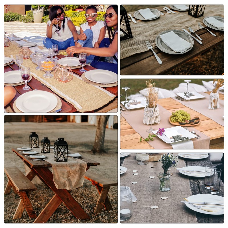 WedDecor Hessian Table Runner, 33cm x 275cm Natural Jute Table