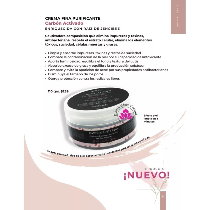 Florigan Crema Fina Purificante Carbon Activado Florigan® 110g.