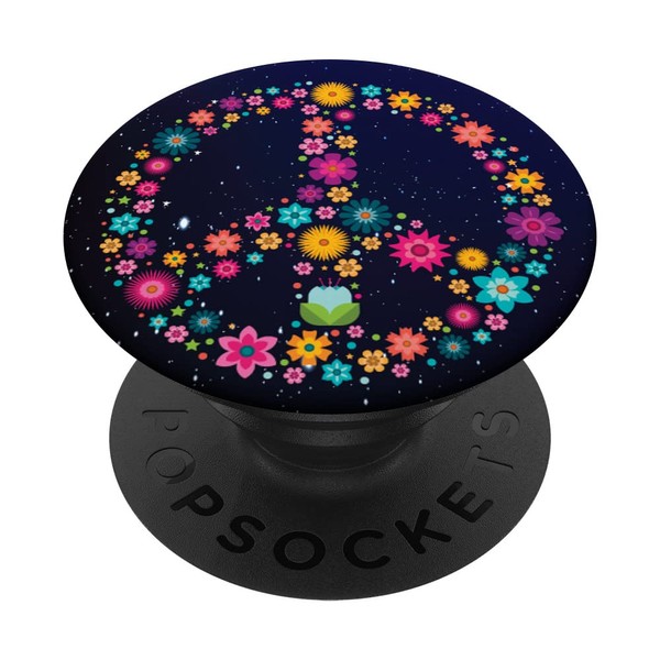 Trippy Peace Flower Hippie Psychedelic Groovy Bunt PopSockets mit austauschbarem