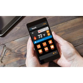 KING K901-W Hoot WiFi Line Voltage Smart Programmable Thermostat, 120/208/240V, Single Pole, 3-Wire, White