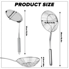 QGGTQG Skimmer Ladle Stainless Steel Set Spider Strainer Strainer Kitchen Skimmer Ladle Spider Web Ladle for Cooking, Roasting, Steaming, Hot Pot, Frying (Style A)