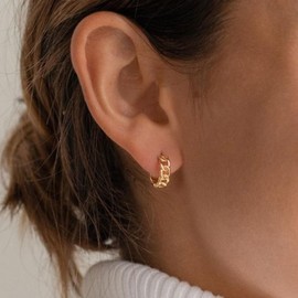 LQXY Huggie Hoop Earrings for Women, Twisted Chain Gold Hoop Earrings