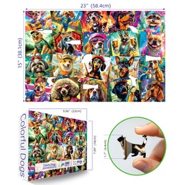 MINIWAN 500 Piece Jigsaw Puzzles for Adults -Fun Dog Portraits Puzzle -Colorful Art Collection Difficult Clearance Challenging Puzzles for Gifts Party Games Family Fun - Puzzle Size 23 * 15 Inches