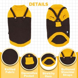HowlyWoof Dachshund Sweater for Fall Winter, 2-Leg Dog Knitwear with Suspender Design, Cozy Pullover Dog Clothes for Small & Medium Breeds (Size 4(15-20 lbs))