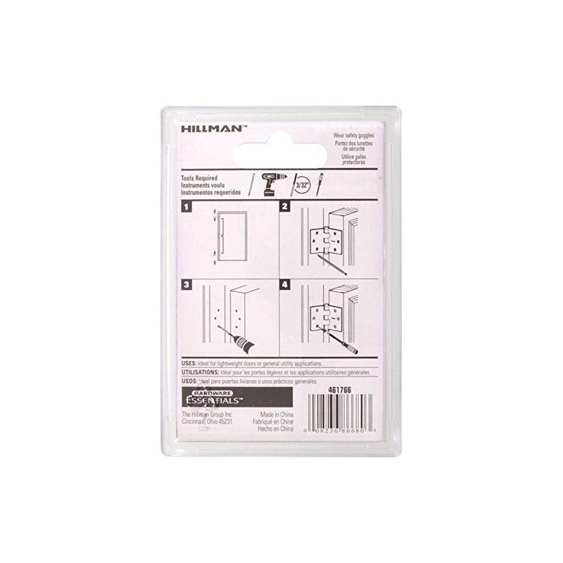 Hardware Essentials 851730 Light Narrow Door Hinges and Fixed Pin