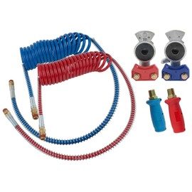 Mytee Products Air Brake Coiled/Hose Assembly with Standard Aluminum Glad Hands for Truck & Extension Handle Grip Set - 15Ft w/ 12" & 40" Pigtails - Air Lines for Semi Truck
