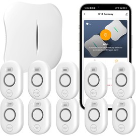 WiFi Water Leak Detector for Home with App Notification, 1 Gateway+10 Sensor, 120dB Flood/Drip Alarm for Basement/Kitchen/Bathroom/Toilet/Laundry Room, Under Sink/Drain/Pipe Leakage, W13+WD61x10-White