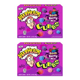 WARHEADS Berry Cubes - Sour, Sweet Berry Mix - Wildberry, Cloudberry, Blueberry, & Sourberry Flavors - 3.5 oz. Theater Boxes - 2 Pack