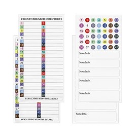 Circuit Breaker Directory Label Sticker Electric Fuse Panel Box Waterproof with Adhesive Backing Organize Replacement Color Code Guide(2 Sets)