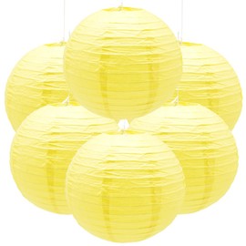 Ruidee 6Pcs Paper Lanterns Decoration 12in Round Hanging Lanterns Round Paper Lampshade Chinese Lamps for Birthday Wedding Party Decoration（SDL/Yellow）