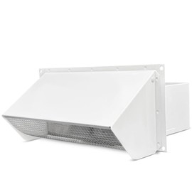 10 Inch Wall Vent Cap for Microwave Kitchen Range Hood Kitchen Vent Wall Cap Exhaust Vent Cover for 3-1/4" x 10" Ductwith Damper and Screen for Range Hood Kitchen Microwave Bath, White