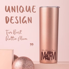 Onebttl Rottweiler Gifts for Women, Rottie Lovers, 20 oz Rose Gold Insulated Tumbler - Rottweiler Mom