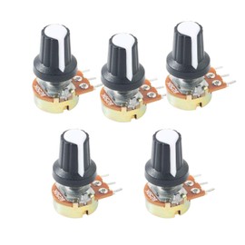 FOXTIP WH148 250K Ohm Potentiometer Kit Linear Taper Adjustable Rotary Potentiometer with Plastic Knobs,Nuts and Washers 5Pcs