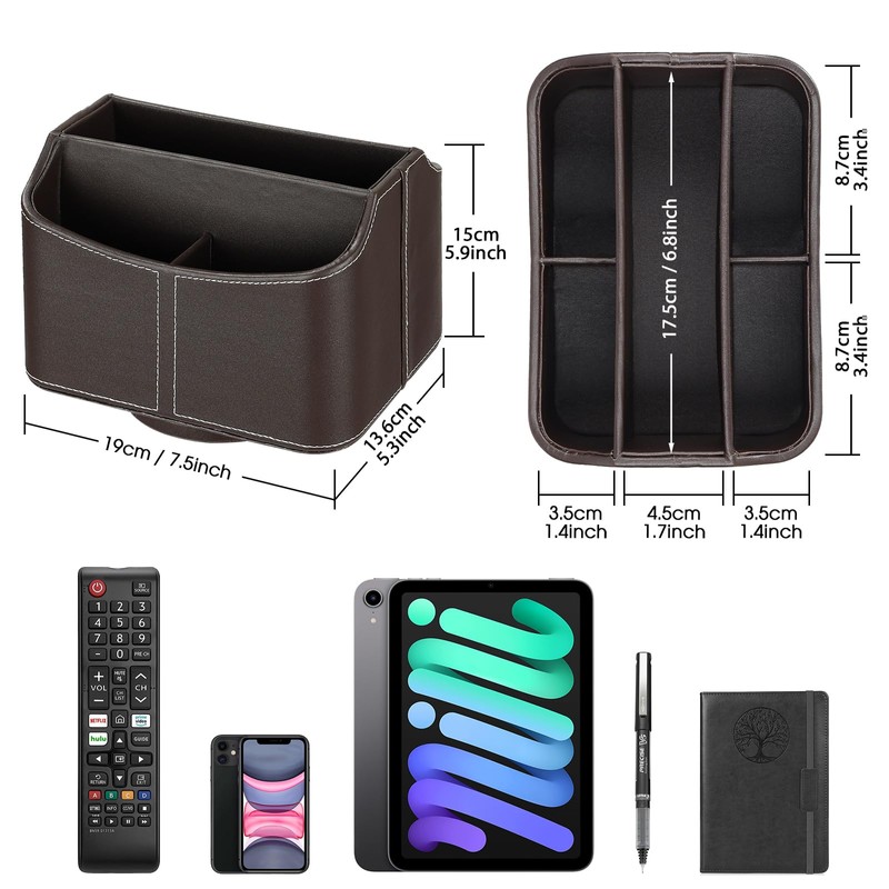Esilihom Remote Control Holder, TV Remote Holder, PU Leather |