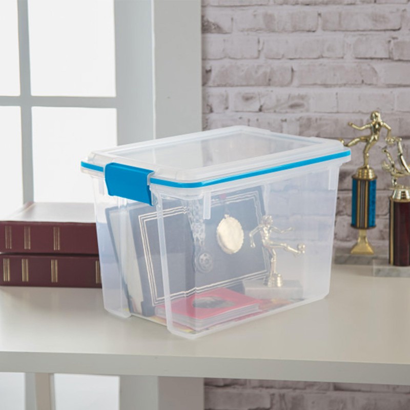 Sterilite 20 Qt Gasket Box, Stackable Storage Bin with Latching