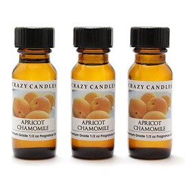 Crazy Candles Apricot Chamomile 3 Bottles 1/2 Fl Oz Each (15ml) Premium Grade Scented Fragrance Oil (Aroma Bursting with Yummy Ripe Fruits)