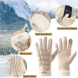 Lyukii Women's Waterproof Touchscreen Ski Gloves Winter Ski Snow Gloves Women's Snowboarding Gloves Windproof Snow Gloves (khaki, khaki)