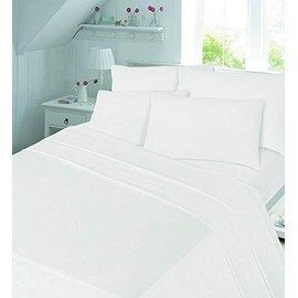 R&Z 100% Brushed Cotton Flanellete Flat Sheet In or Pillow Pair (WHite, Double)