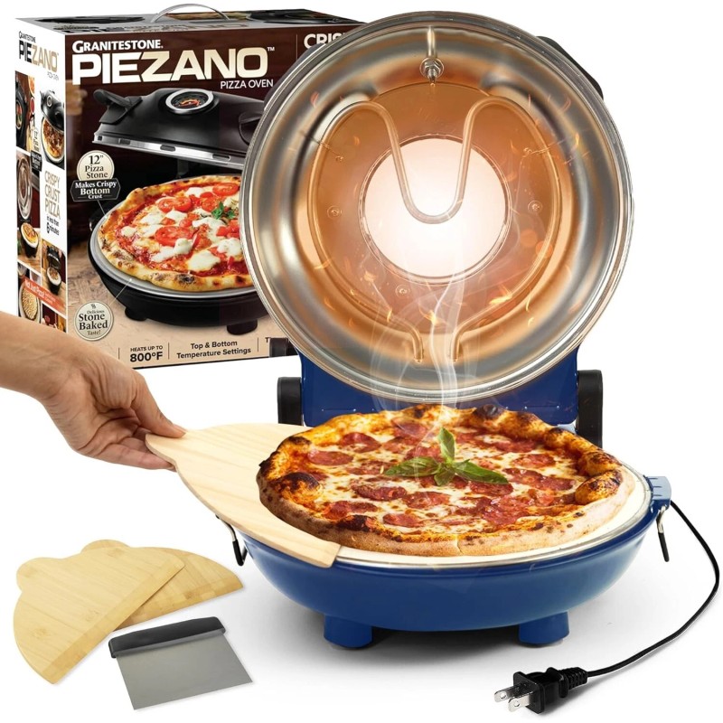 Granitestone Piezano Indoor/Outdoor Portable Electric Pizza Oven w Ceramic Stone