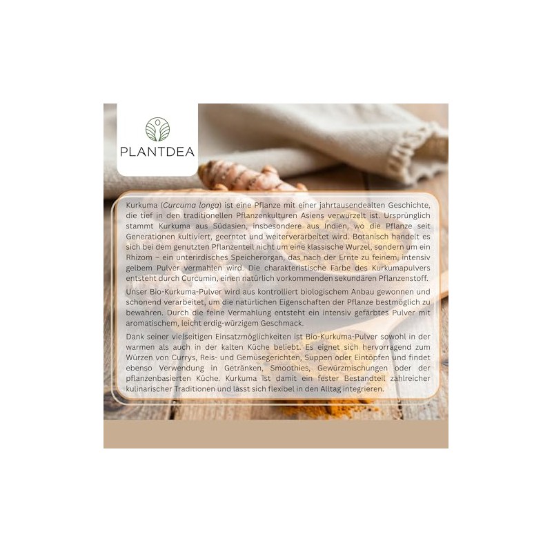 PlantDEA, Organic Turmeric Powder (500 g), 100% Organic Turmeric Powder,
