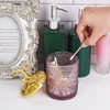Biiange Purple Qtip Holder Set, Glass Qtip Holder, with Gold