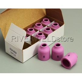 RIVERWELD TIG Gas Lens Alumina Nozzle Ceramic Cups 53N59 5# 5/16" 8.0mm for PTA DB SR WP 9 17 18 20 25 26 TIG Welding Torch Pack of 10