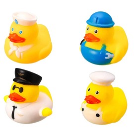 Norhogo Pack of 4 Novelty Assorted Rubber Ducks Bath Toy, Squeaky Duck for Bathing and Playing, for Children, Baby Shower, Birthday Party, Children's Rewards, Jeep-Ducking Decoration, 5 cm (Professional Duck)