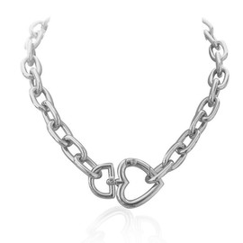 Kercisbeauty Silver Thick Miami Cuban Link Chain Heart Lock Choker Necklace for Women Girls Nightclub Party Statement Fashion Jewelry (Silver)