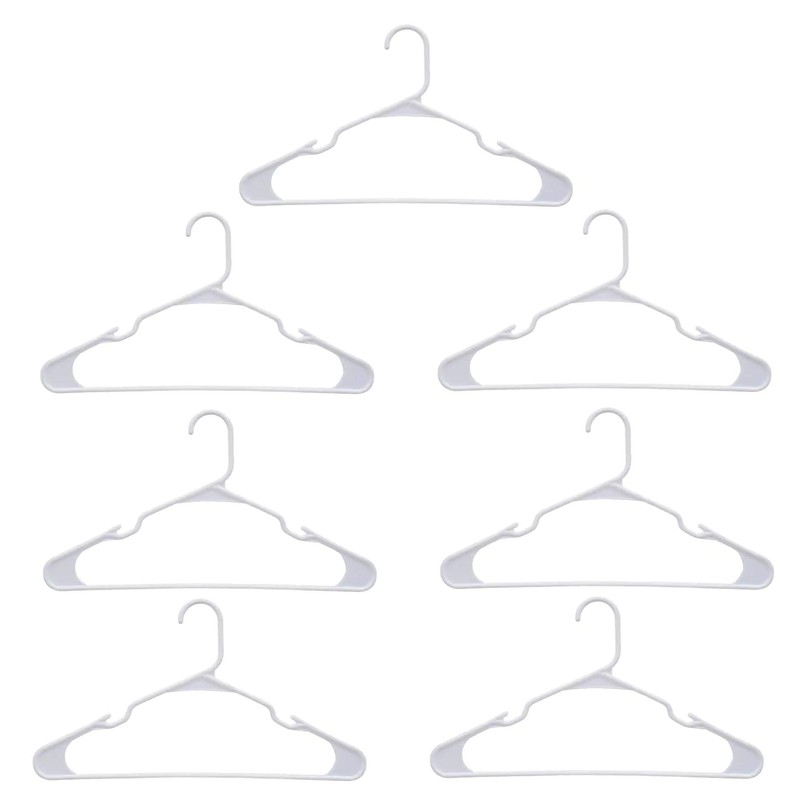 ESSENTIALS White Plastic Adult-Sized Hangers, 7 Hangers Per Package