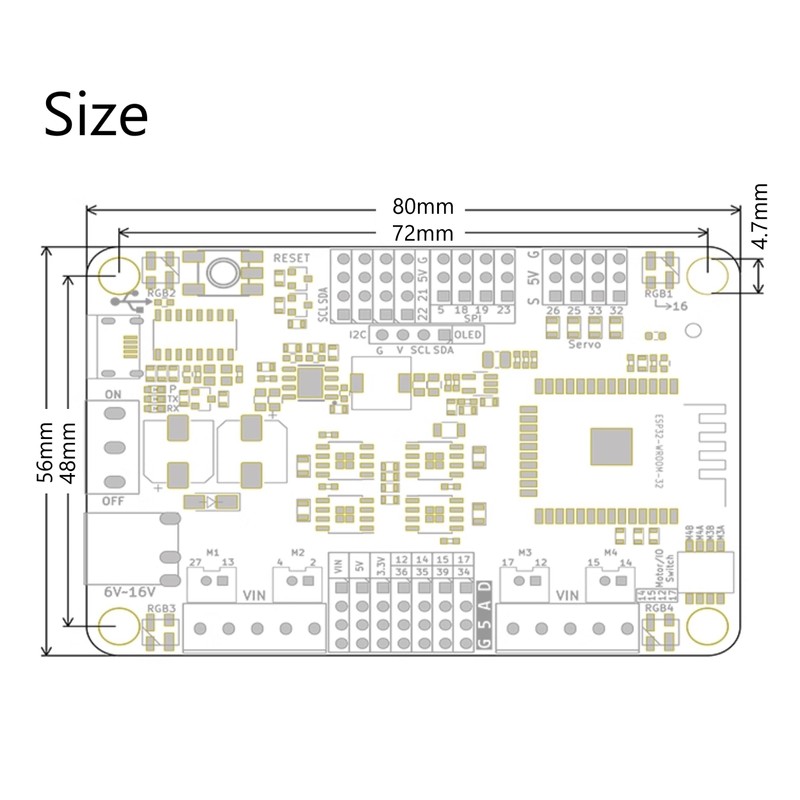 Maker-ESP32 Dev Board, Integrated 3.5A Motor Driver (4 DC/2 Stepper/4