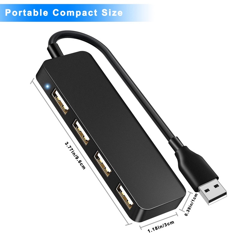 USB Hub 4 Port USB 2.0 Splitter Hub Expander for