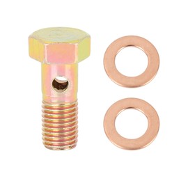 X AUTOHAUX Hollow Screw M8 x 1.0 mm Metric Thread Hollow Screws Brakes Fitting Adapter with 2 Washers