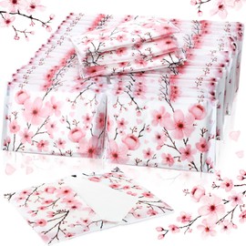 50 Packs Facial Tissue Packs Travel Tissues Size Disposable Pocket Tissues Bulk Slim Tissues Wallet Wedding Tissues for Guest Travel School Purse Home Supplies, 500 Sheets 3 Ply (Cherry Blossoms)