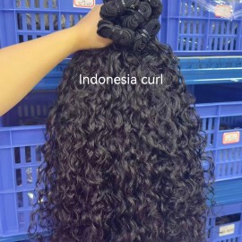 Fumi Spanish Deep Curly Burmese Kinky Pixie Straight Natural Body Wave Indian Cambodian Raw Human Hair Extensionsstyle: 1 bundle Indonesia curl, color: natural black, Stretched Length: 24"
