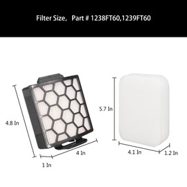 Replacement Filter Compatible With Shark ZU102,ZU60,ZU62,ZU62C,NV150,NV150C,NV151,NV251,NV255 Navigator Zero-M Self-Cleaning Brushroll Pet Pro Upright Vacuum,Replace Part # 1238FT60,1239FT60