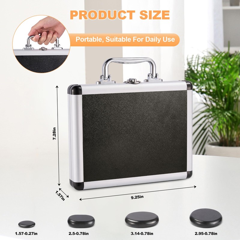 Hot Stones Massage Warmer Kit with Temperature Adjustment, 12 Pcs