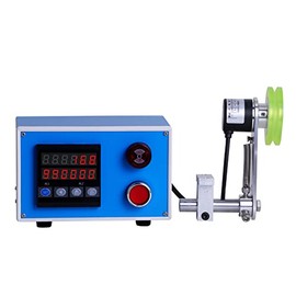 Digital Length Meter Counter Measured in Feet Inches Meter Yard, Count to 999999, Single Wheel, Alarm Setting with Holder for Cloth Factory Paper Factory 110-220V (V-wheel)