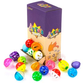 CHIWAVA 36 Pack Plastic Noisy Cat Toy Balls with Bell Kitten Chases Toy 8 Type Assorted Color Size