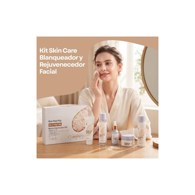 Kit Piezas Cuidado Facial Serum Locion Tónico Crema Contorno Ojos