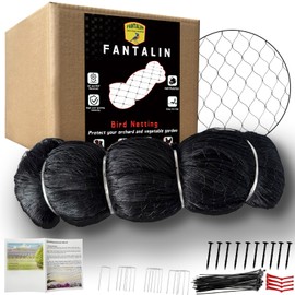 FANTALIN Bird Netting Heavy Duty Nylon Poultry Netting Over Chicken Run & Chicken Pen Protect Plants from Birds,Squirrels, Bats & Pests for Blueberry Bushes (Black-12FT*30FT-1'')