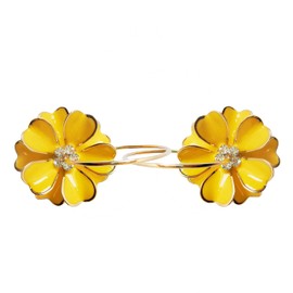 Navachi 18k Gold Plated Enamel Flower Crystal Hoop Earrings(Dia. 3cm), Metal Glass Rhinestone, crystal